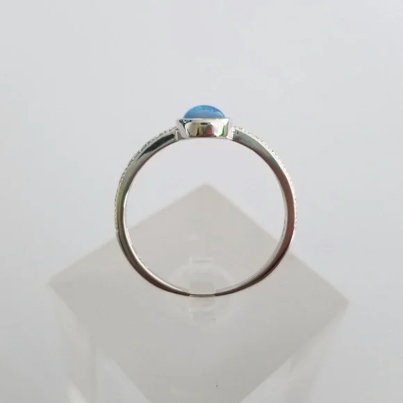 18k Over Sterling Blue Opal Ring - Picture 4 of 8